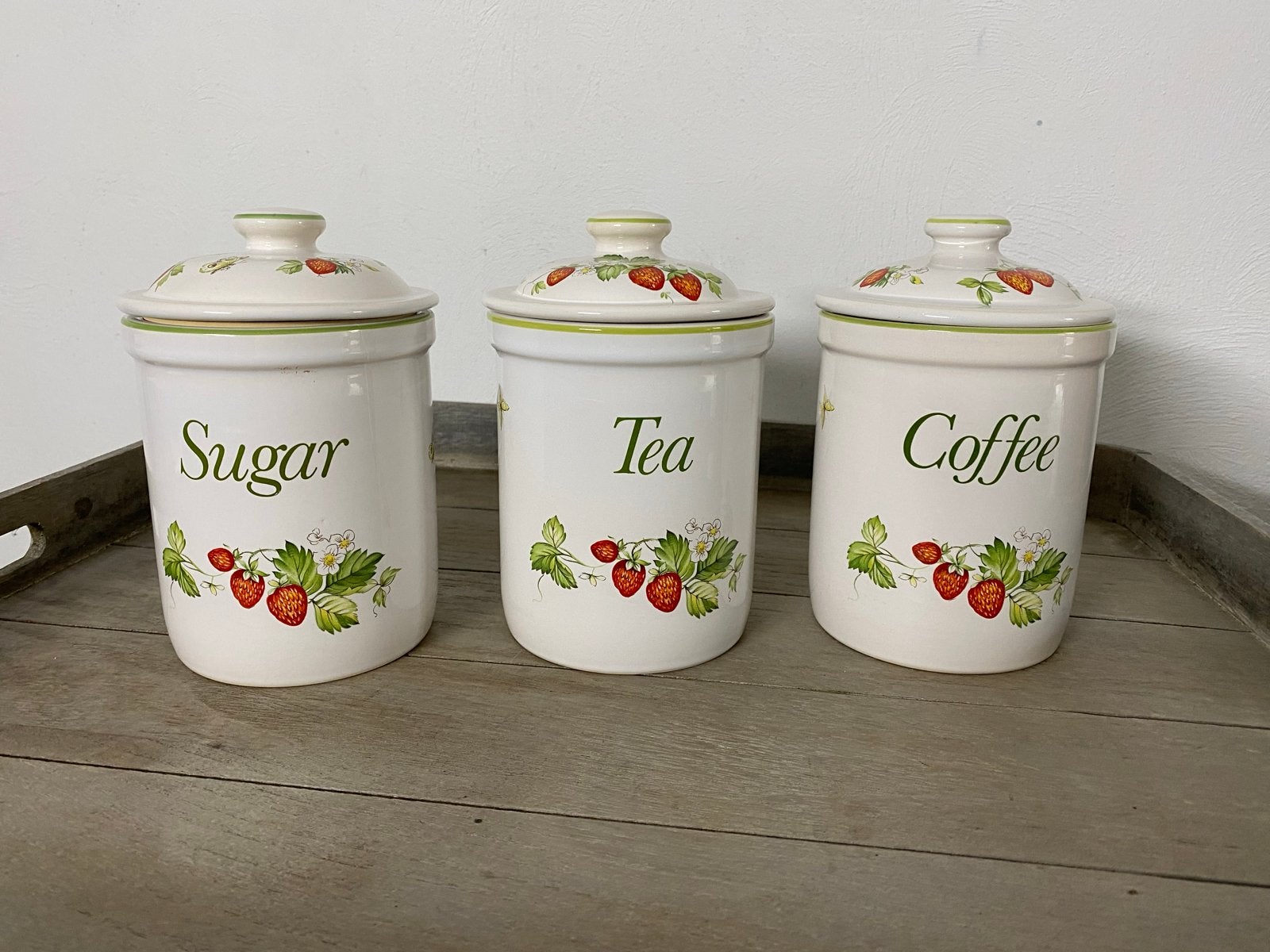Vintage Clover Leaf Aardbeien Voorraadpotten Set, Huis en Inrichting, Ophalen, Gebruikt, Keramiek, Overige typen