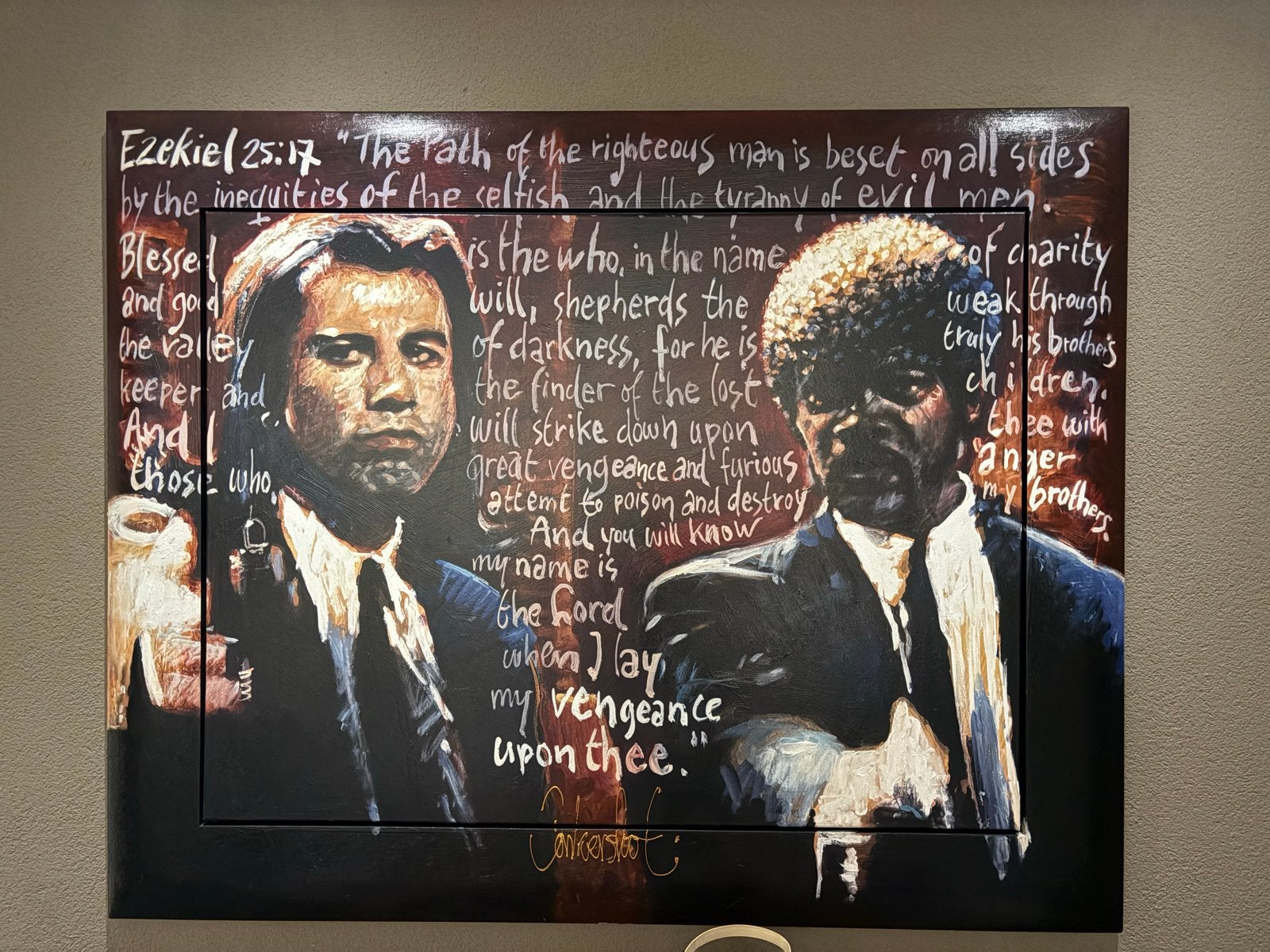 Pulp Fiction schilderij - Jules Winnfield & Vincent Vega, Acrylverf, Film, Ophalen of Verzenden, Gesigneerd