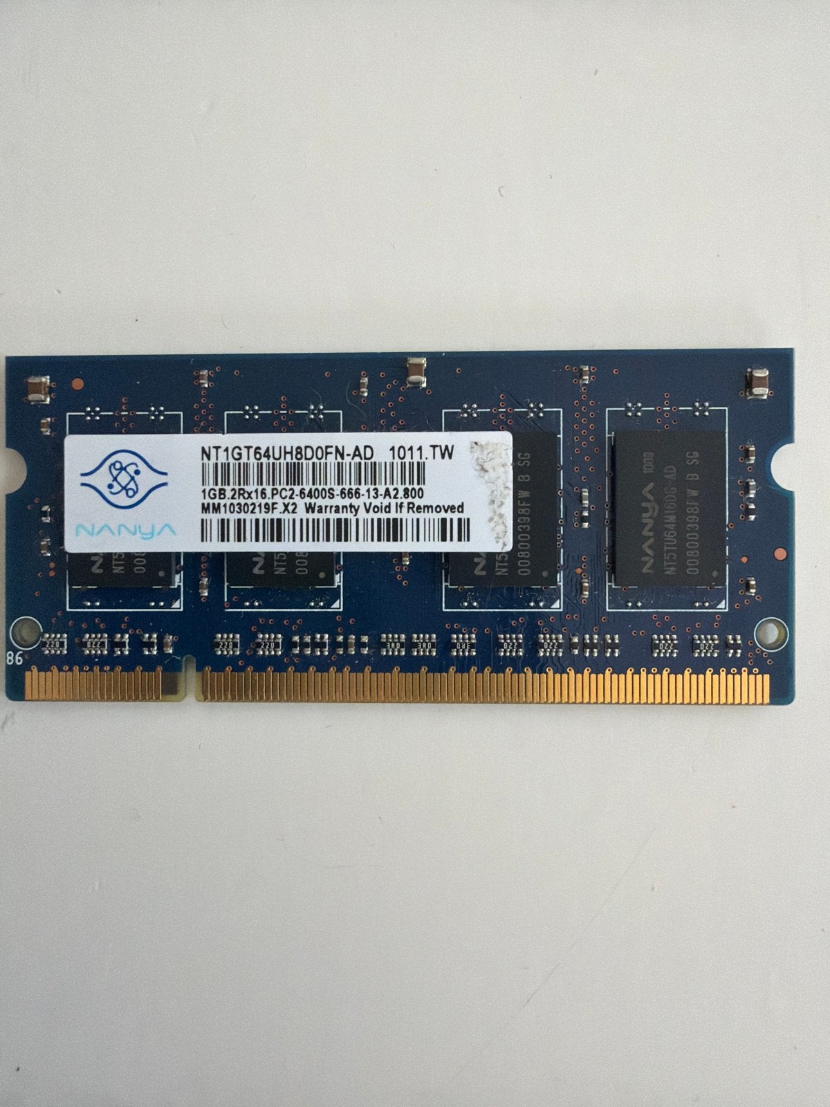 Nanya 1GB DDR2 RAM Geheugen PC2-6400S Laptop, Ophalen, DDR2, Laptop, Gebruikt