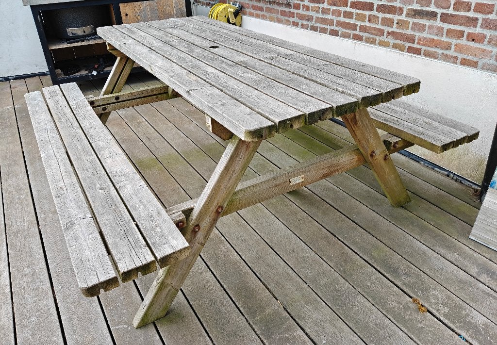 Picknicktafel / houten tuintafel, Ophalen of Verzenden, Gebruikt, Rechthoekig, Hout