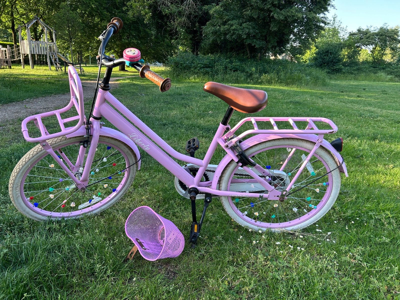 Liberty kinderfiets 22 inch - Roze, Ophalen, Terugtraprem, 22 inch, Gebruikt