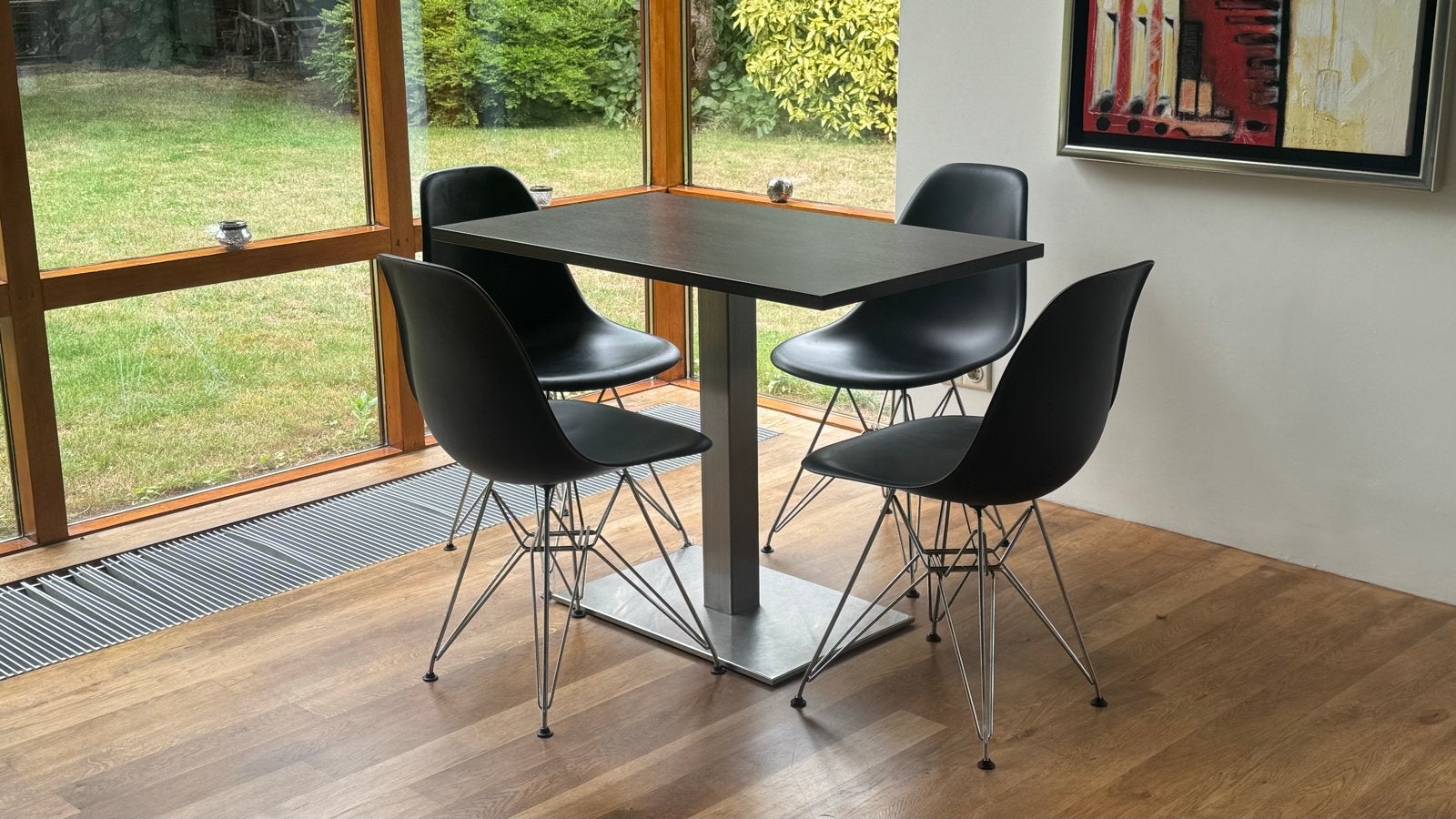 3X Tafel eikenhout 100x60cm met 8x Vitra Eames DSR stoelen, Gebruikt, 100 tot 150 cm, Eikenhout, Tot twee personen