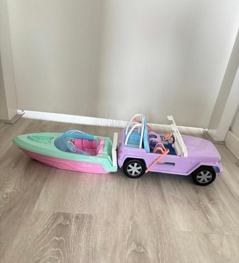Barbie Jeep en Boot Speelset, Ophalen of Verzenden, Zo goed als nieuw