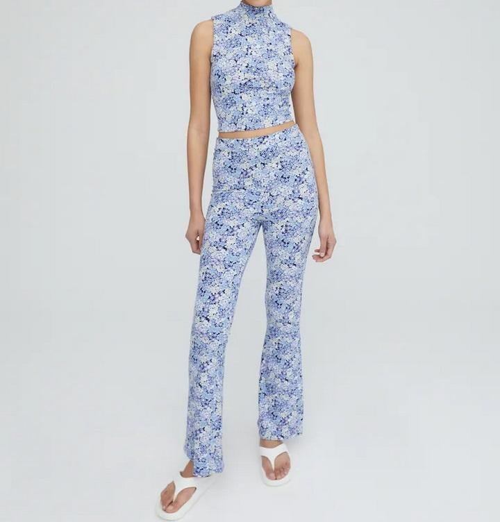 Flower print flared pants (Edited), Blauw, Ophalen of Verzenden, Edited, Maat 34 (XS) of kleiner