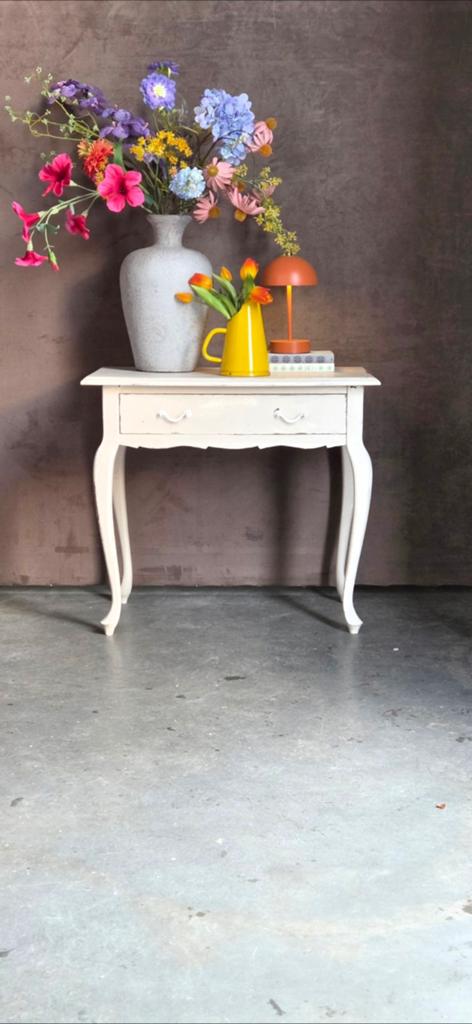 Brocante vintage sidetable haltafel burootje !, Ophalen, 25 tot 50 cm, Rechthoekig, 100 tot 150 cm