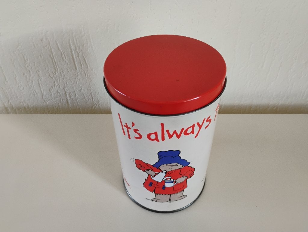 DE-blik, Douwe Egberts, Beertje Paddington koffieblik, Verzamelen, Blikken, Ophalen of Verzenden, Zo goed als nieuw, Koffie, Douwe Egberts