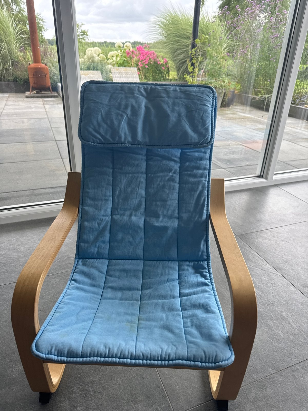 IKEA Poäng kinderstoeltje met blauw kussen, Ophalen, Gebruikt, Overige typen