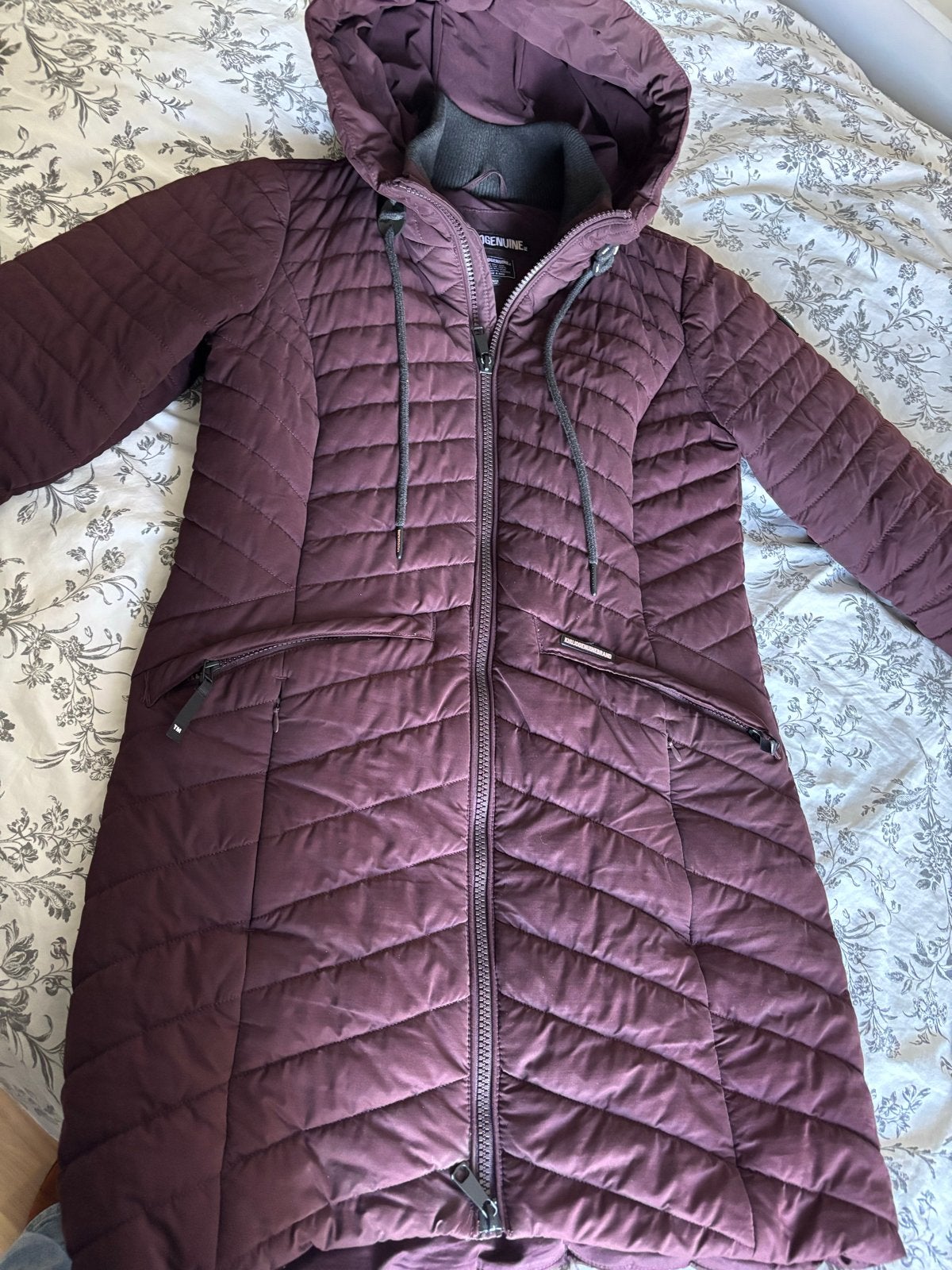 Khujo gewatteerde jas, maat XL, bordeauxrood, Ophalen, Zo goed als nieuw, Maat 42/44 (L), Rood