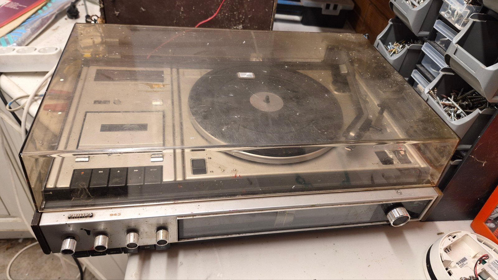 Philips platenspeler met cassettedeck - draait niet, Audio, Tv en Foto, Stereo-sets, Ophalen, Philips, Tuner of Radio, Losse componenten