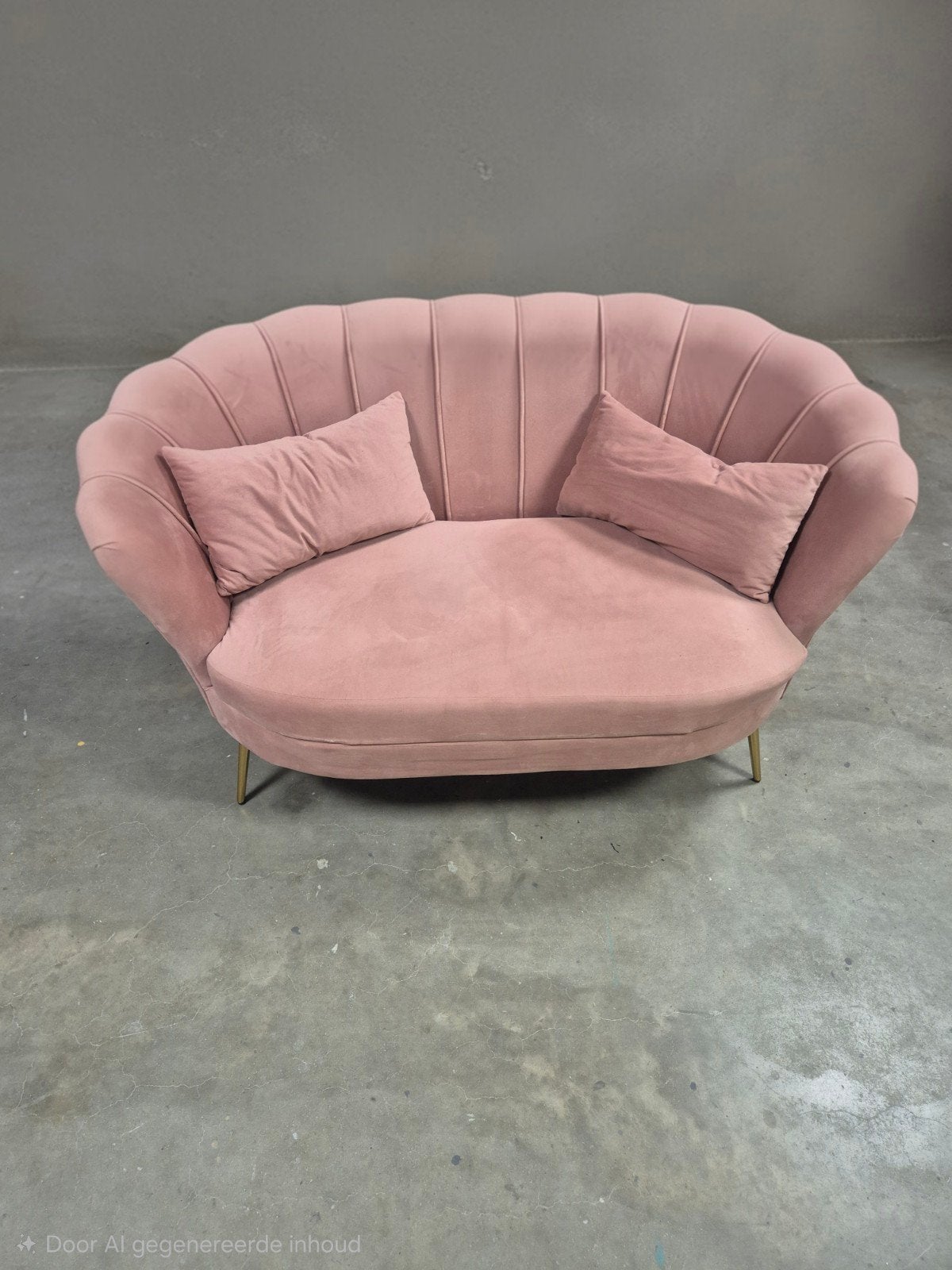Roze Schelpvormige Tweepersoonsbank - Fluweel - Velvetl, Huis en Inrichting, Ophalen, Tweepersoons, 75 tot 100 cm, Zo goed als nieuw
