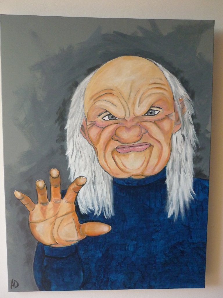 Zwaaiende man, Acrylverf, Handgeschilderd, Ophalen of Verzenden, Portret