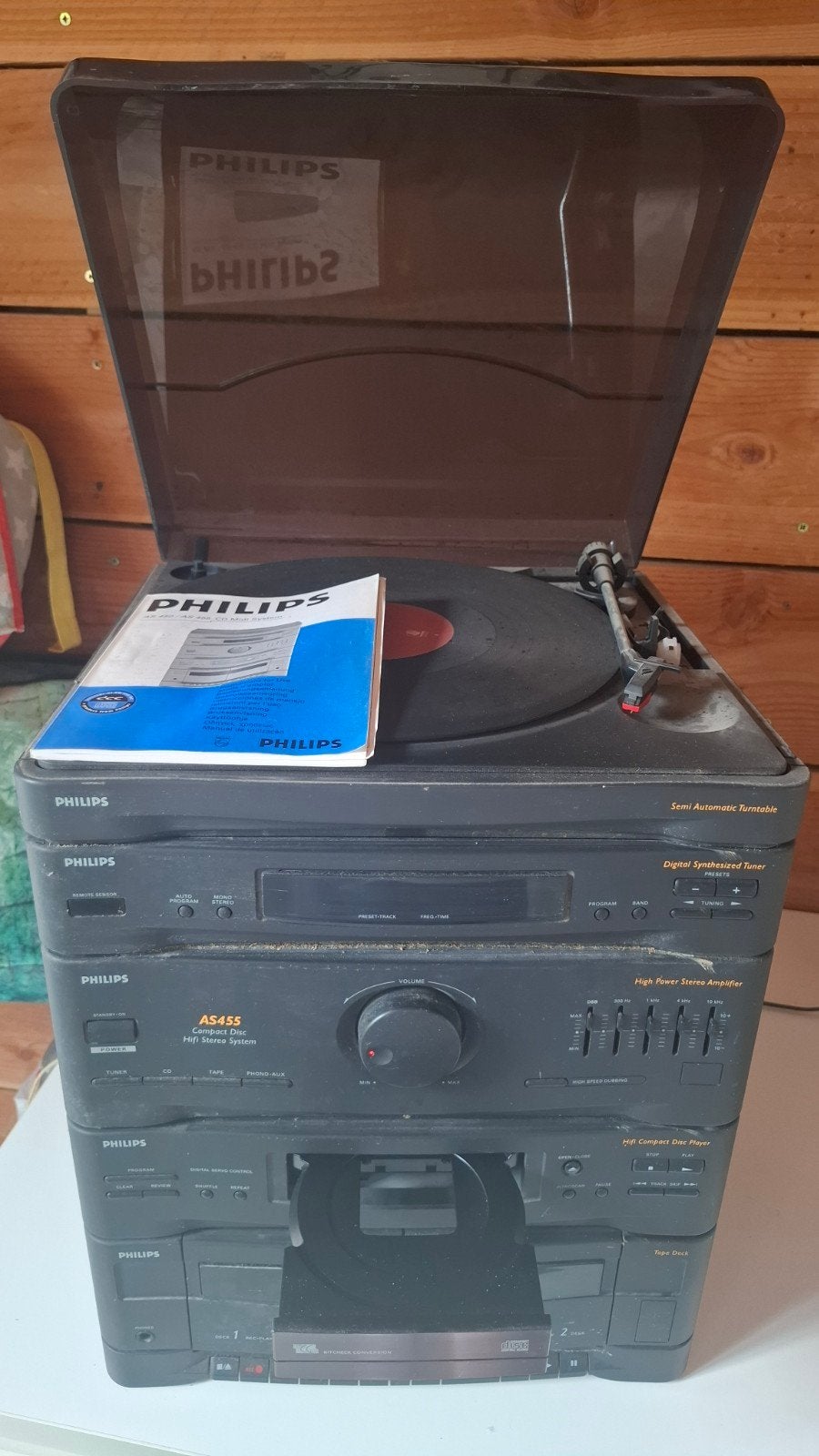 Philips AS445 Hifi Stereo Systeem met Platenspeler, Ophalen, Gebruikt, Tuner of Radio, Philips