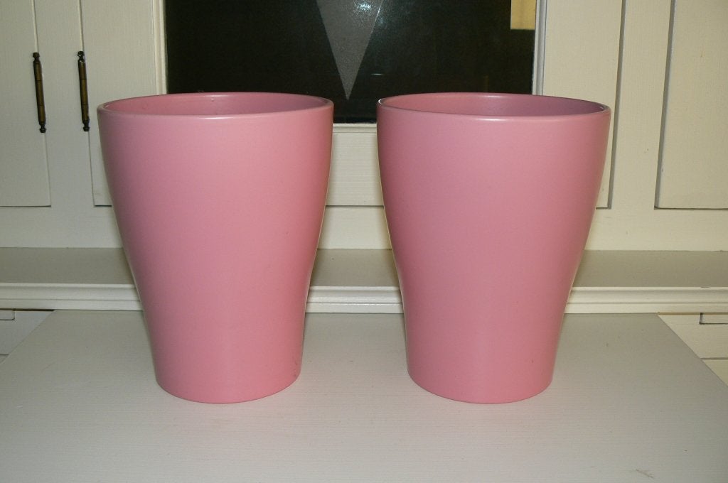 Een paar Scheurich Germany 608-17 vazen licht roze, Huis en Inrichting, Woonaccessoires | Vazen, Overige kleuren, Aardewerk of Porselein