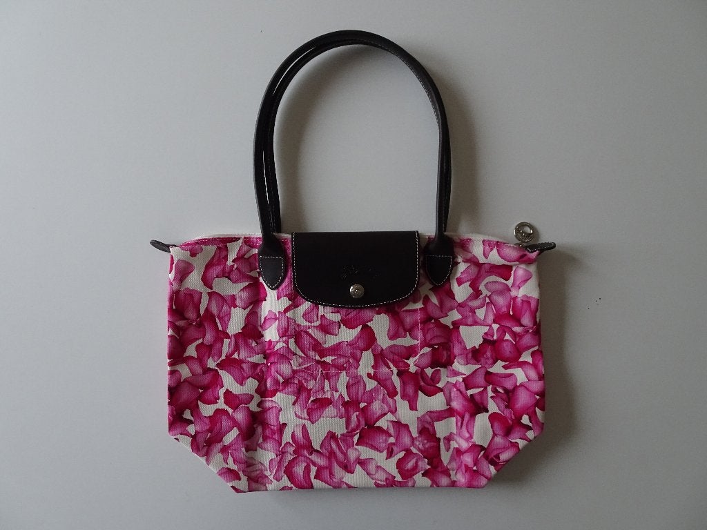 Longchamp Le Pliage bag tas medium M roze bloem, Ophalen of Verzenden, Zo goed als nieuw, Roze, Overige merken