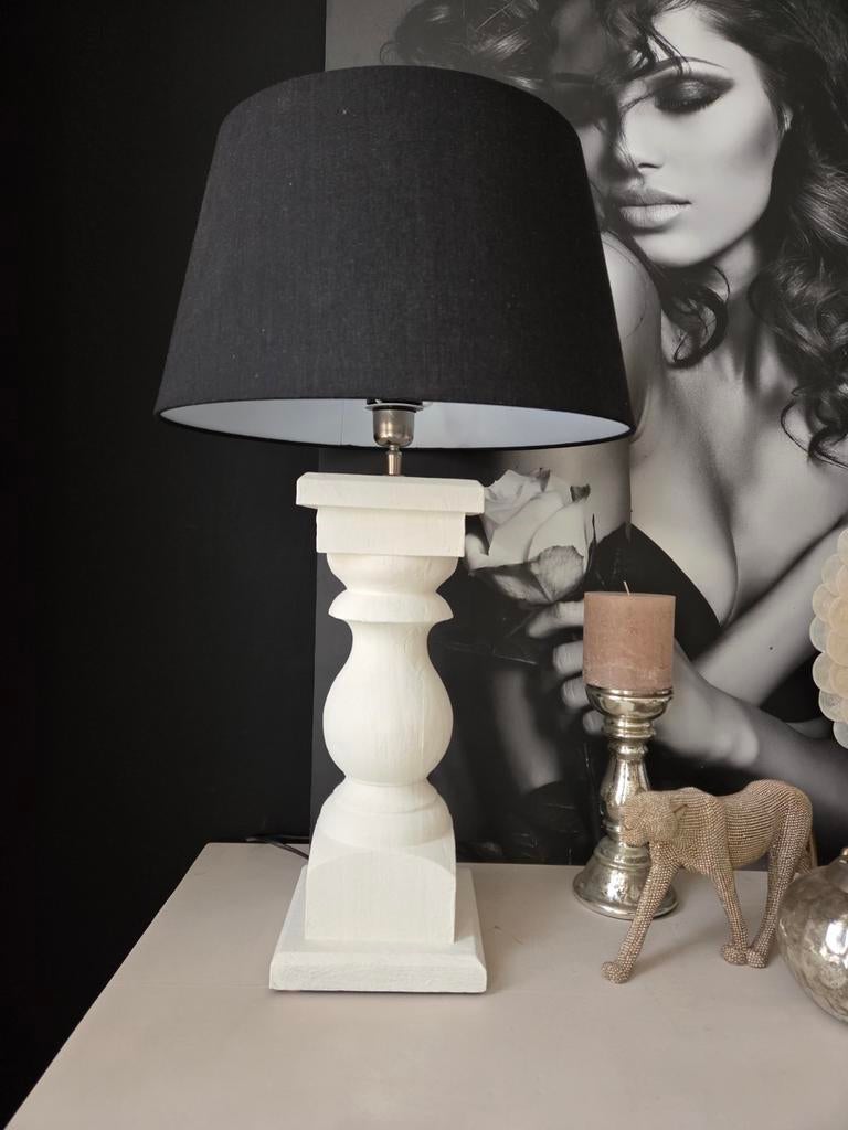 Lampenvoet baluster lamp landelijk creme hout, Huis en Inrichting, Ophalen of Verzenden, Hout, Minder dan 50 cm