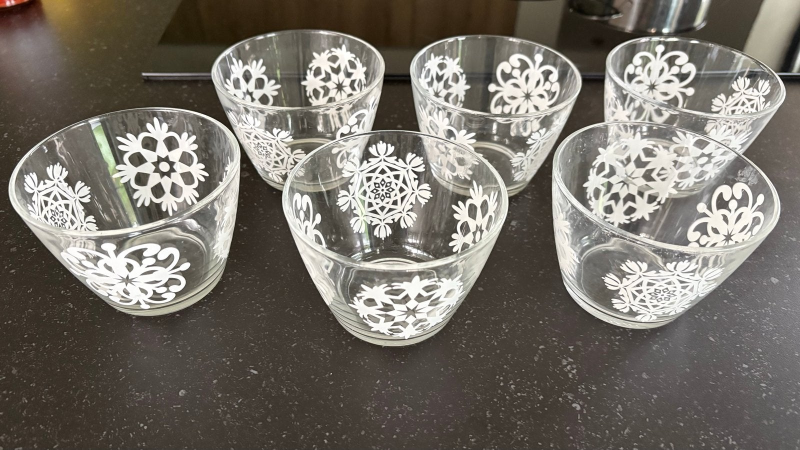 Set van 6 glazen schaaltjes met wit decor van Ikea, IKEA, Ophalen of Verzenden, Modern, Glas