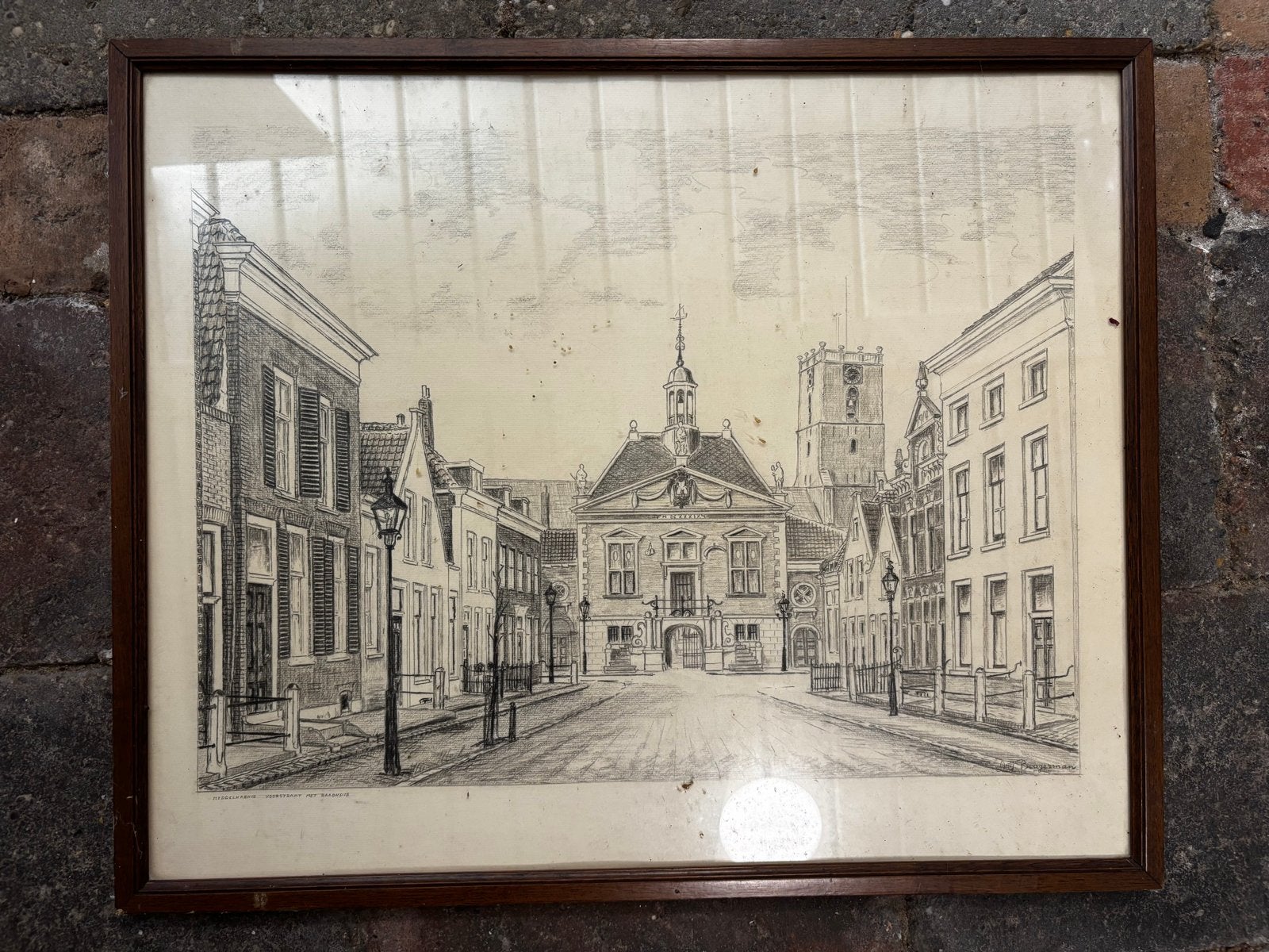 Potloodtekening Ary Boogerman - Voorstraat Middelharnis, Ophalen, Tekening, Potloodtekening, Handgemaakt