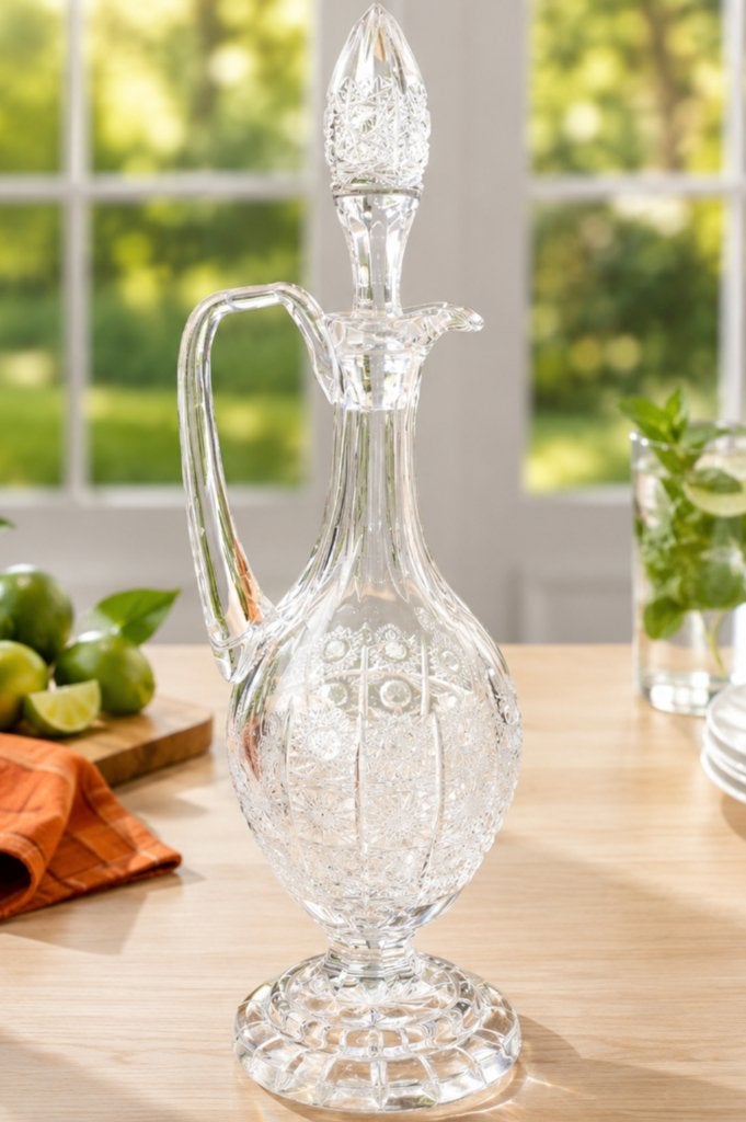 Tsjechisch Bohemian kristal met de hand geslepen karaf, Antiek en Kunst, Antiek | Glas en Kristal, Ophalen of Verzenden