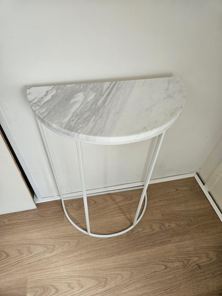 Bijzettafel met marmeren blad, Ophalen, 25 tot 50 cm, Rond, 50 tot 100 cm