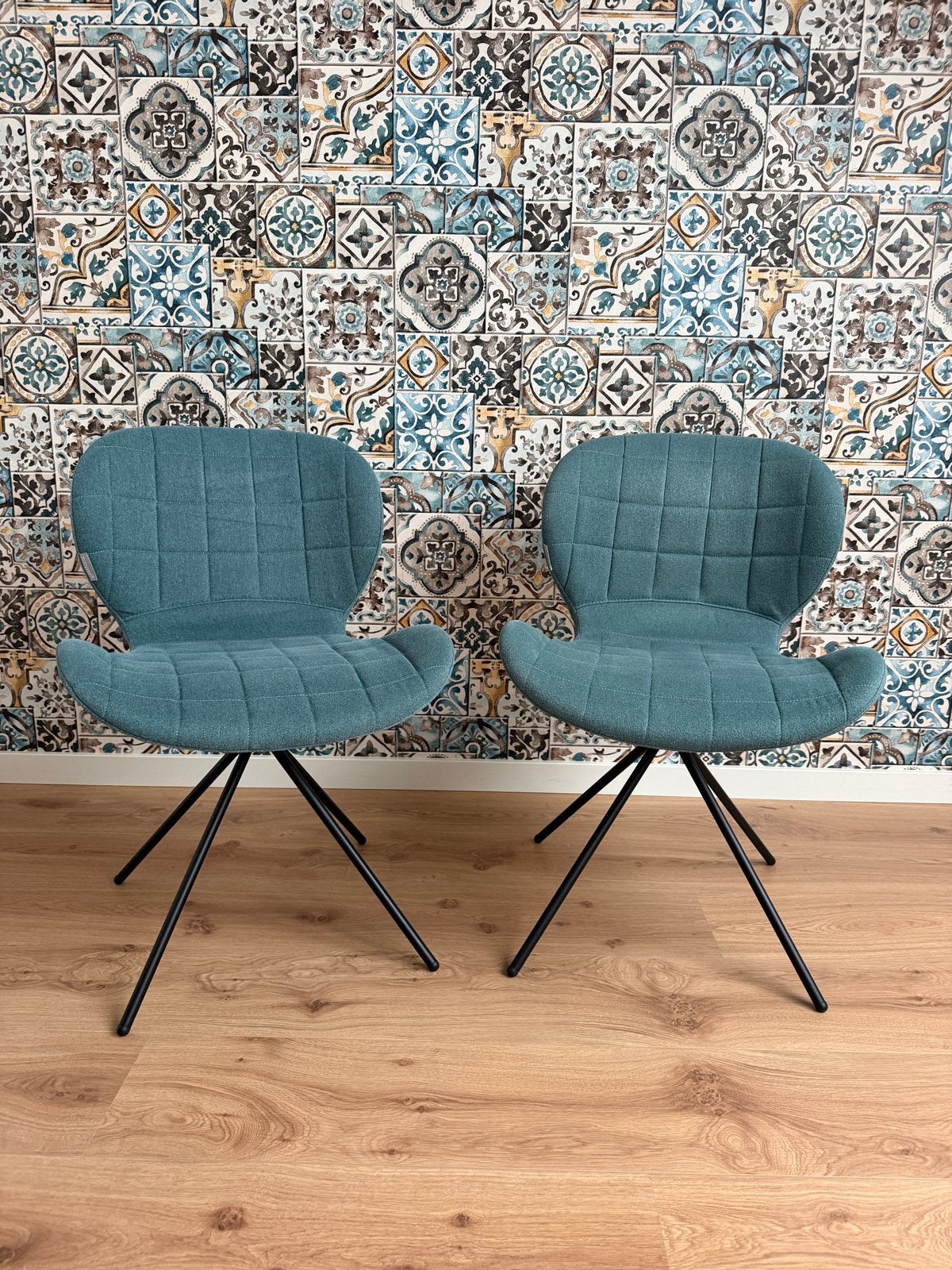 2x Zuiver Ridge Rib eetkamerstoel - Petrol, Ophalen, Twee, Blauw, Zo goed als nieuw