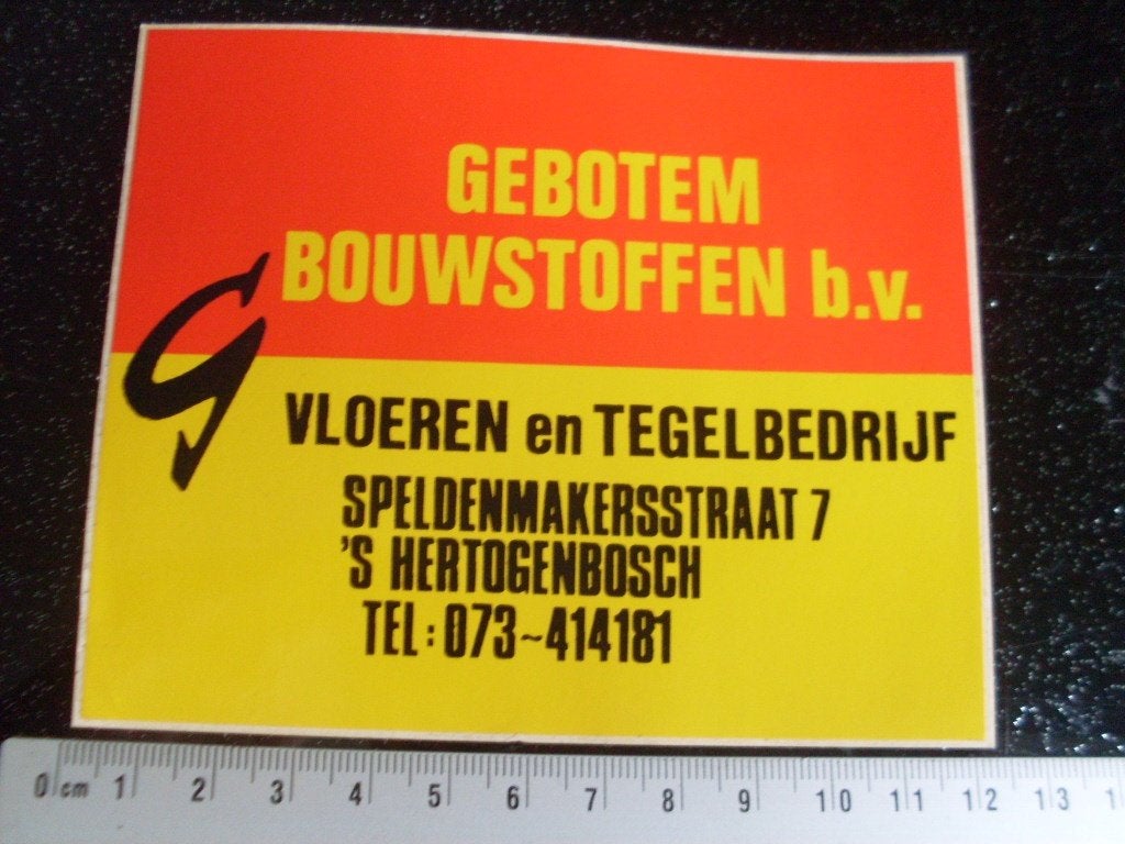 sticker gebotem bouwstoffen vloeren tegel bedrijf den bosch, Verzenden, Zo goed als nieuw, Bedrijf of Vereniging