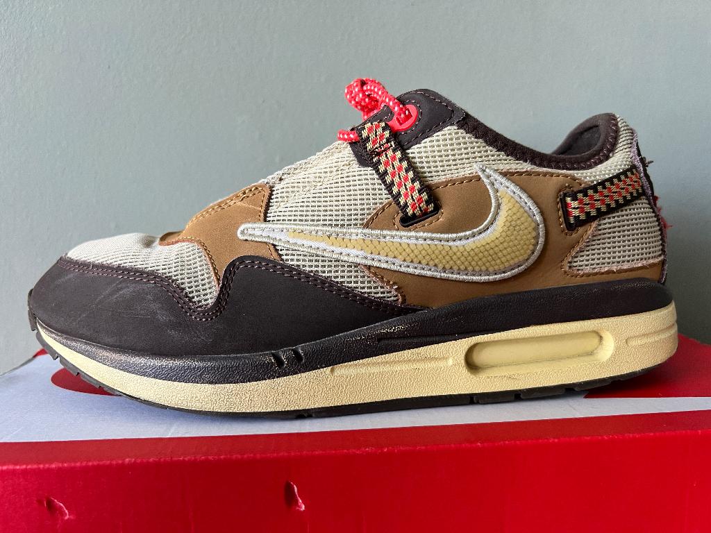 Nike Air Max 1 Travis Scott Baroque Brown 40.5, Kleding | Heren, Schoenen, Nike air max, Bruin, Ophalen of Verzenden, Sneakers of Gympen