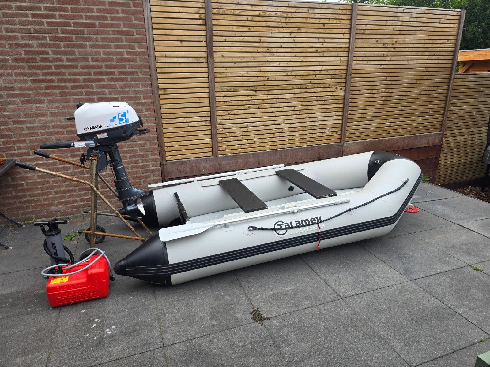 Talamex rubberboot met Yamaha 5pk buitenboordmotor, Ophalen, Airdeck, Gebruikt, Inclusief motor
