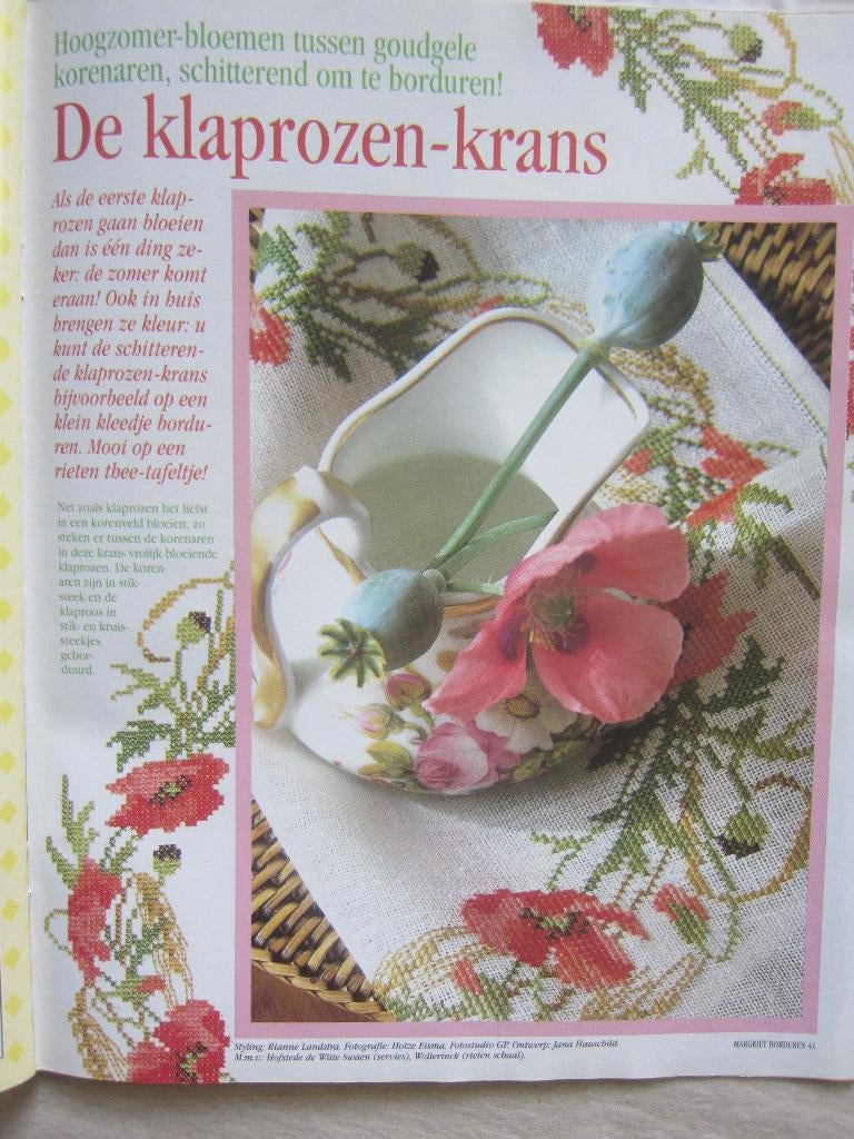 borduurpatroonen verschillende soorten tafelkleden klaprozen, Ophalen of Verzenden, Zo goed als nieuw, Handborduren, Patroon