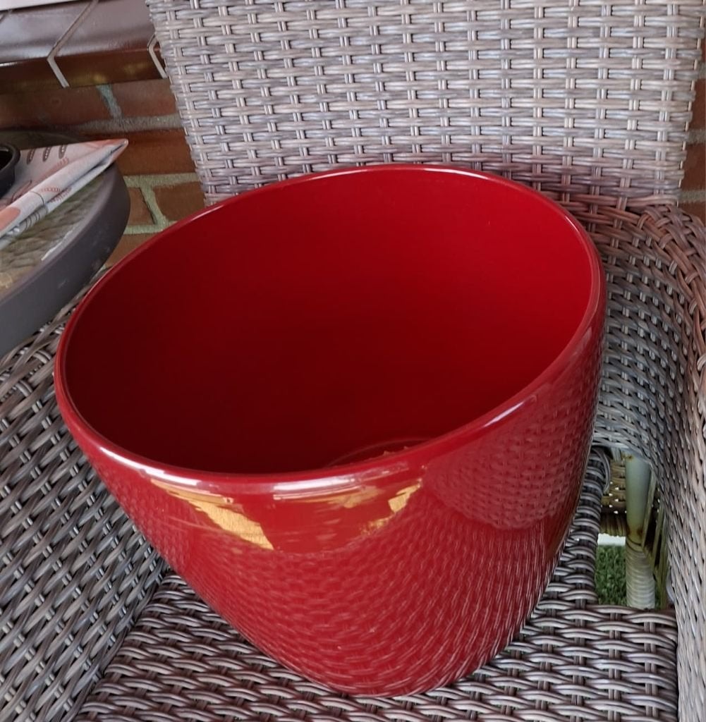 Grote rode bloempot, Ophalen, Gebruikt, Rond, Minder dan 25 cm
