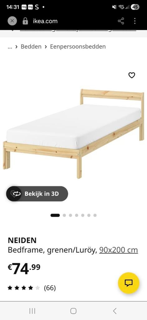 Zo goed als nieuw eenpersoonsbed (IKEA NEIDEN), Huis en Inrichting, Ophalen, 90 cm, Eenpersoons, Zo goed als nieuw