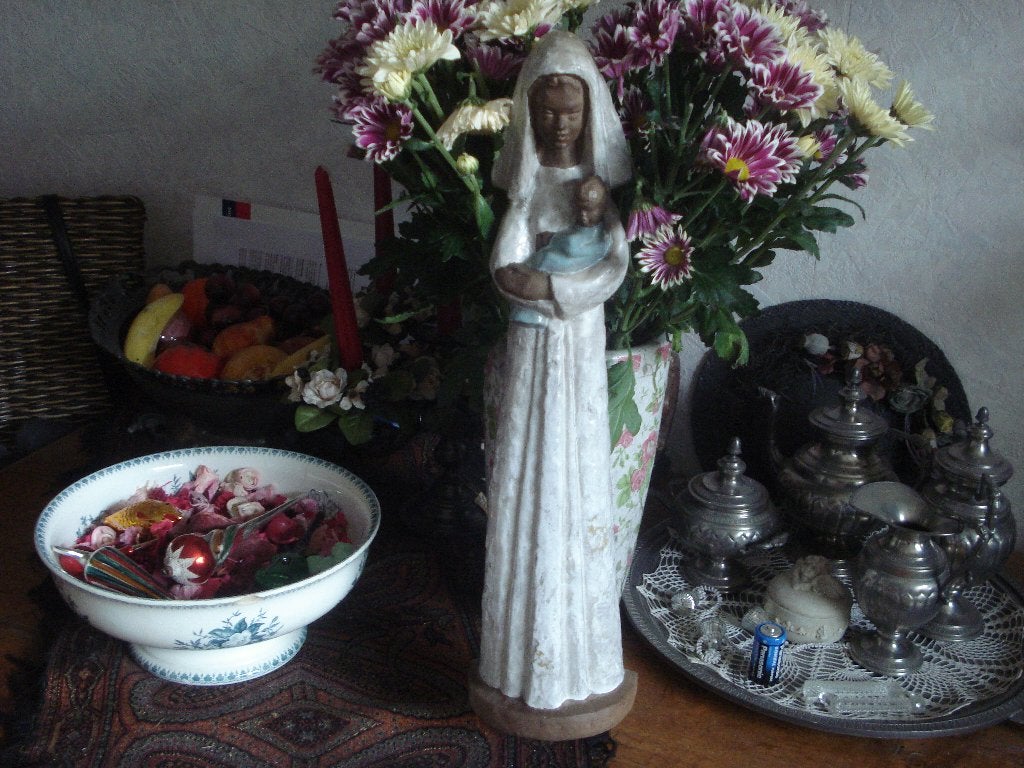 prachtig muurbeeld maria keramiek geglazuurd, Ophalen of Verzenden