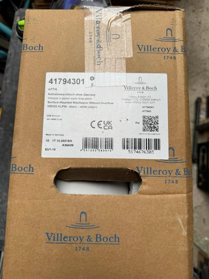 Villeroy&Boch Artis waskom glans alpine wit nieuw, Ophalen of Verzenden, Nieuw, Wastafel