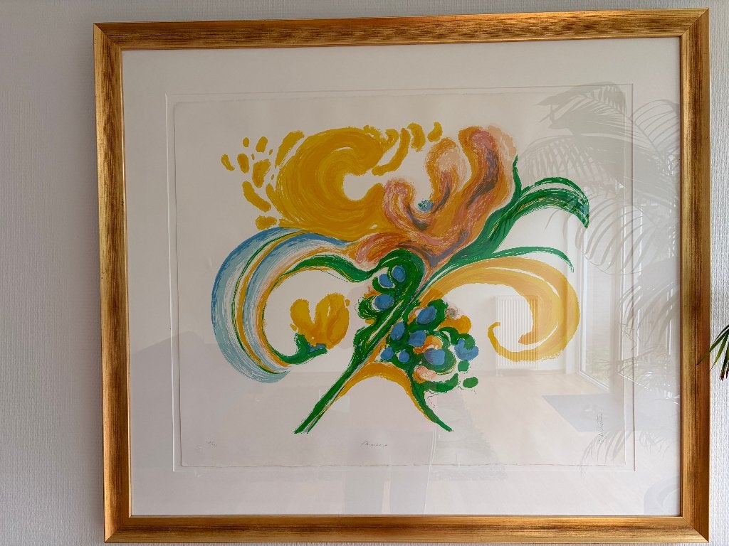 Litho "Flowerburst" van R.J. Christensen uit 1981, Ophalen