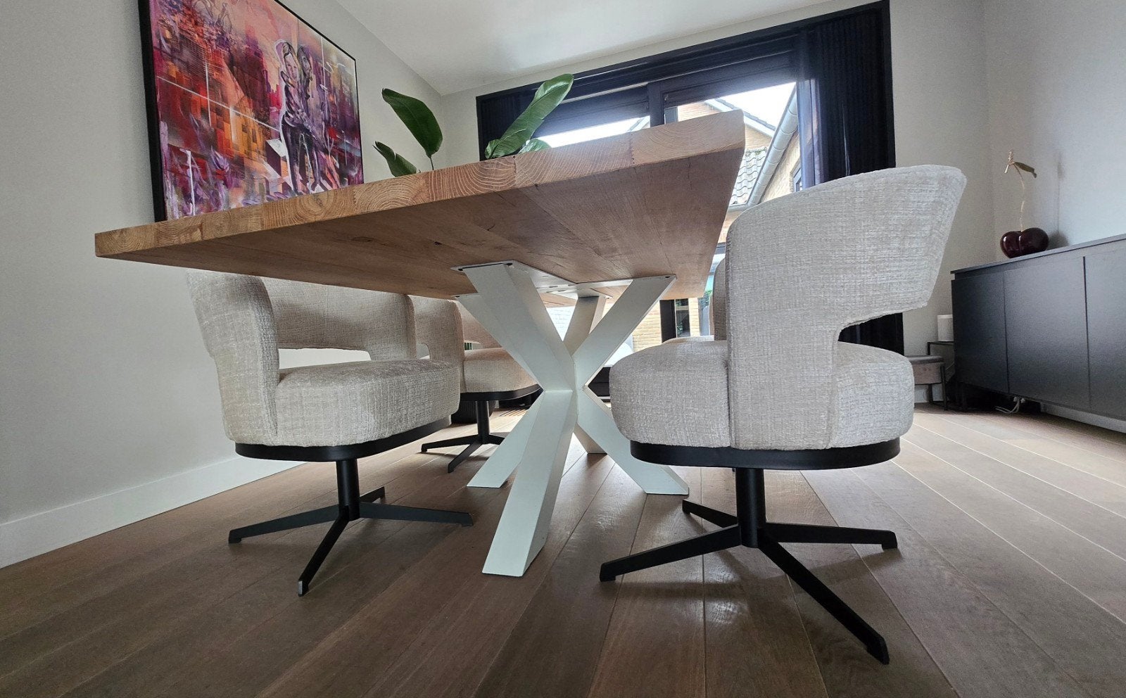 Witte Matrix kruis Tafelpoot 140 * 80 * 10, Ophalen, Gebruikt, 100 tot 150 cm, 50 tot 100 cm