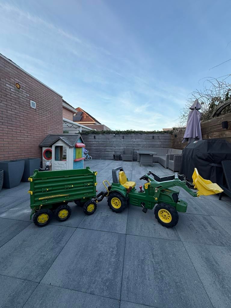 John Deere 7930 traptractor met luchtbanden en aanhanger, Ophalen, Gebruikt, Trapvoertuig