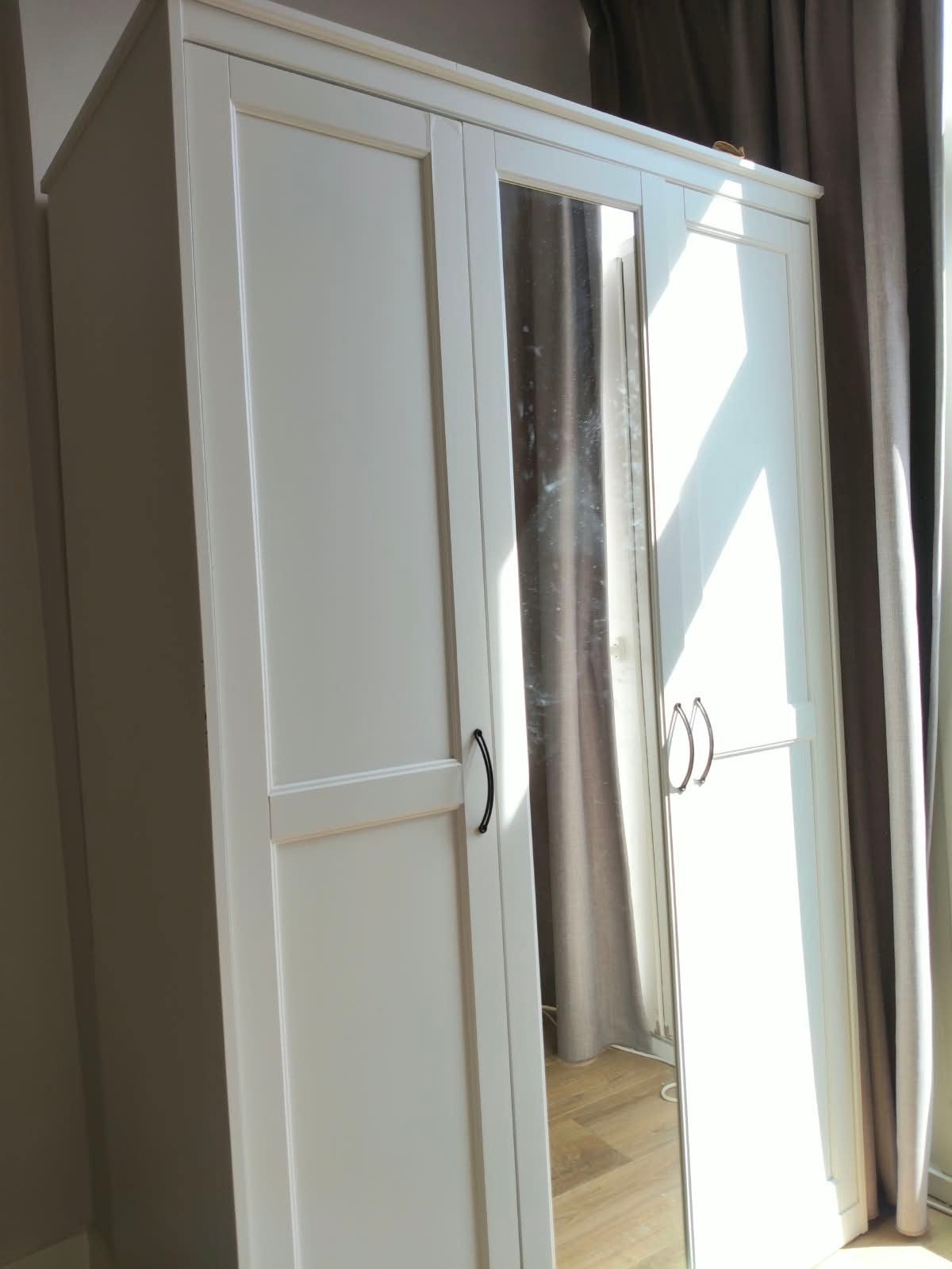 Ikea BRIMNES kledingkast met spiegeldeur, Huis en Inrichting, Kasten | Kledingkasten, Ophalen, 100 tot 150 cm, Zo goed als nieuw