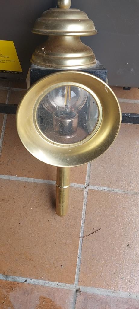 Antieke koperen koetslamp / wandlamp, Antiek en Kunst, Antiek | Lampen, Ophalen of Verzenden