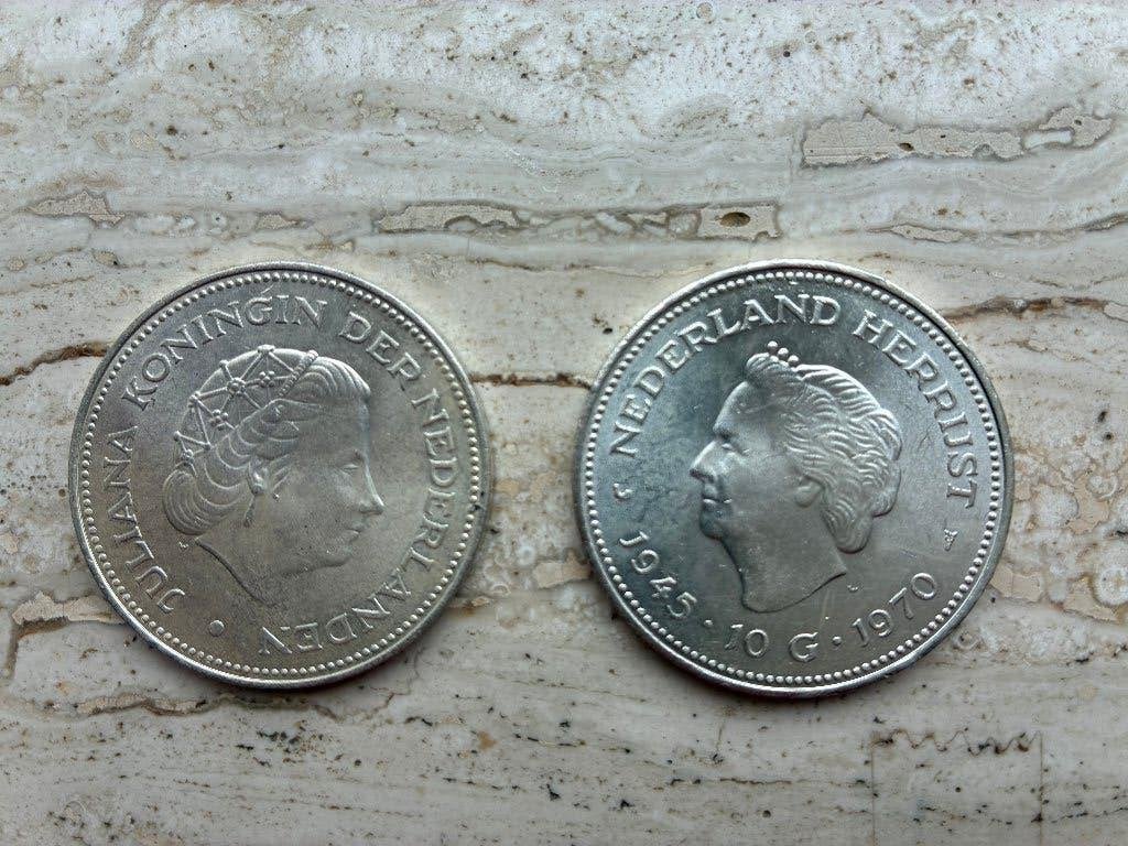 Zilveren tientjes Wilhelmina en Juliana, Postzegels en Munten, Ophalen, Koningin Juliana, Zilver, Losse munt