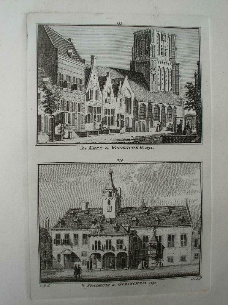 233-234 / Woudrichem/ Gorinchem Stadhuis en  de Kerk, Antiek en Kunst, Ophalen of Verzenden
