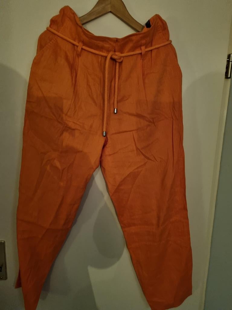 Marc Cain Linnen Broek Oranje Maat 42/44, Kleding | Dames, Marc Cain, Verzenden