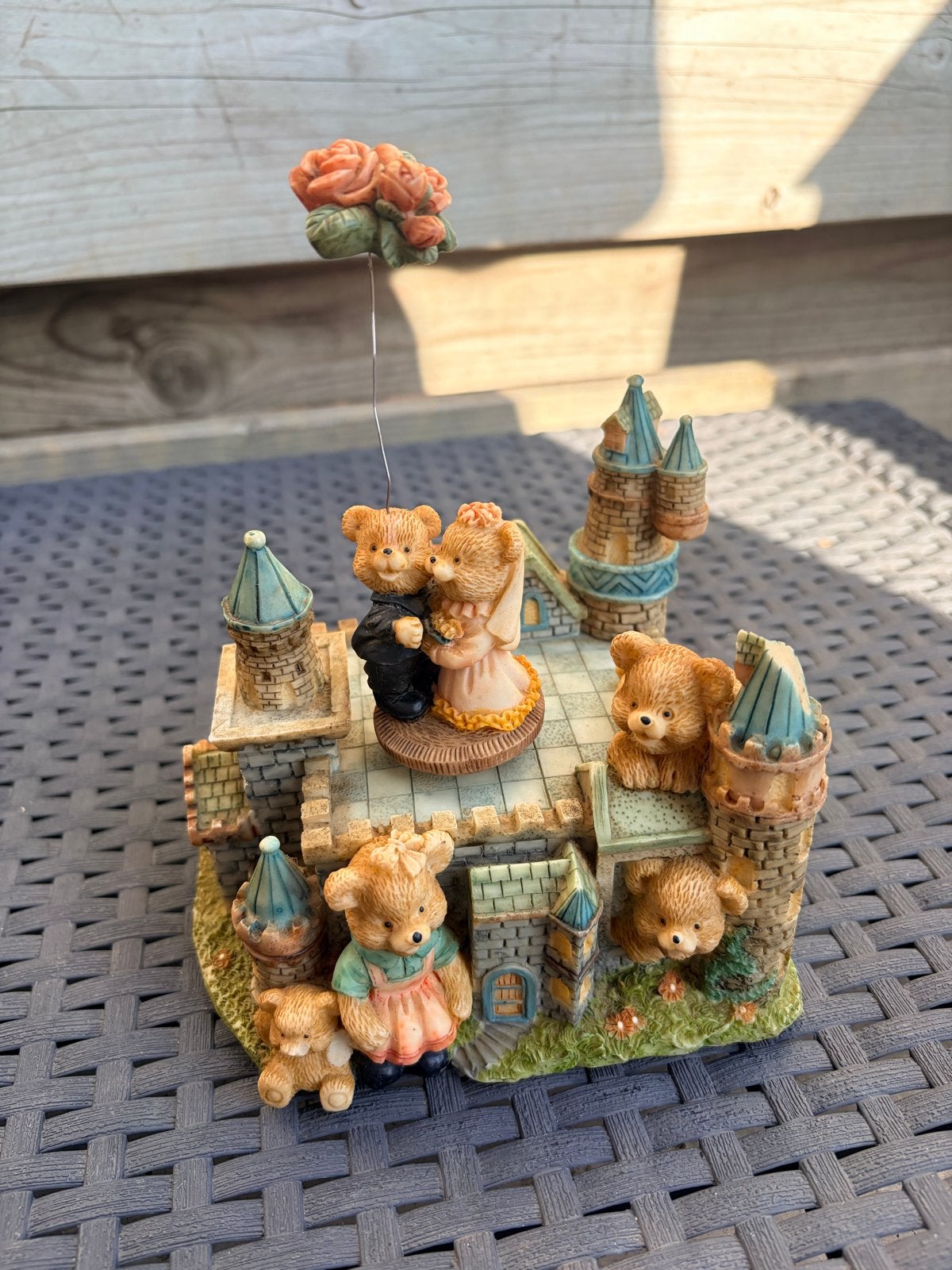 Vintage Muziekdoosje met Teddyberen en Kasteel, Verzamelen, Ophalen, Gebruikt, Dier