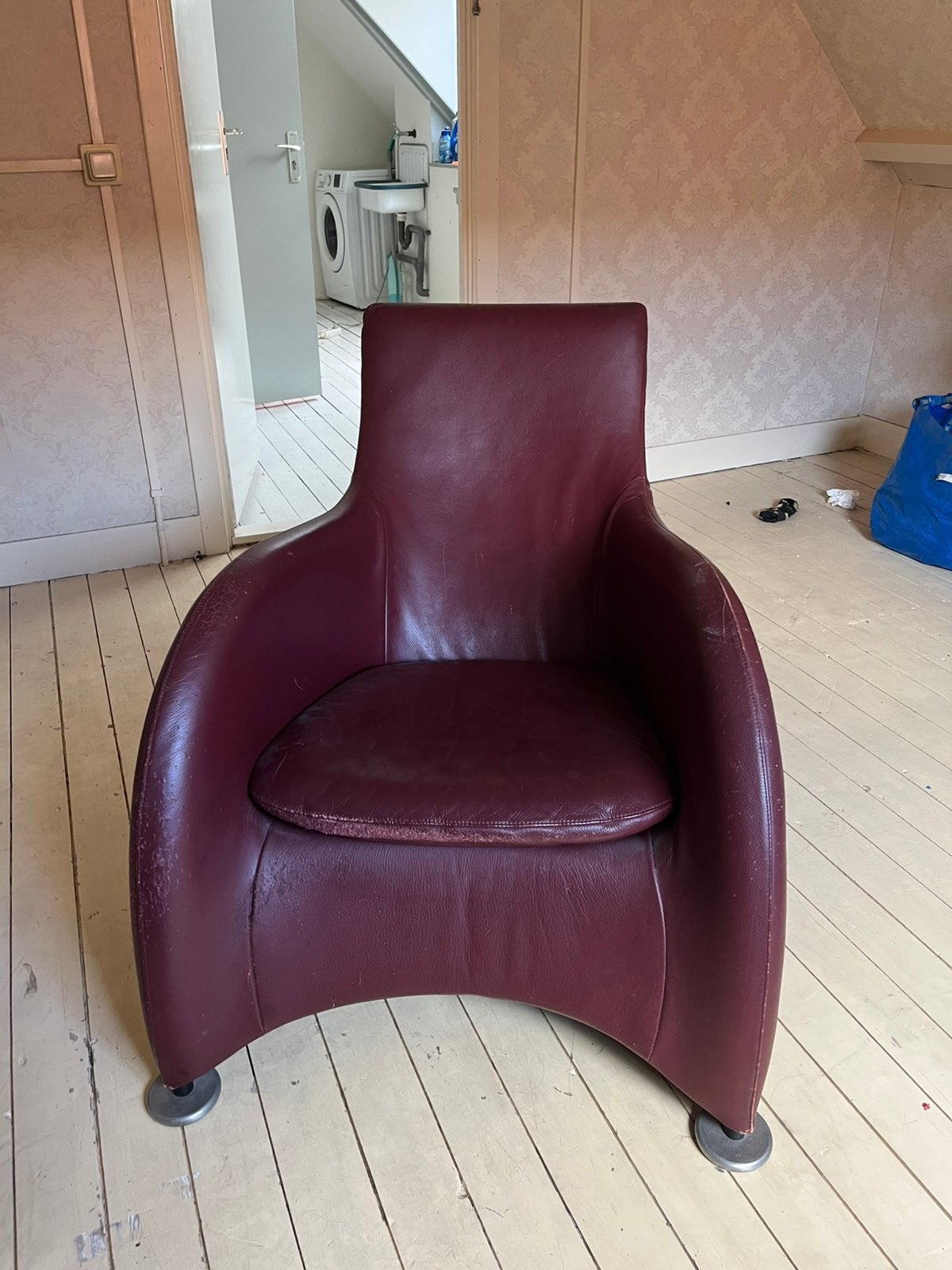 Rood leren Montis fauteuil, Huis en Inrichting, Ophalen, Gebruikt, Leer, Eén