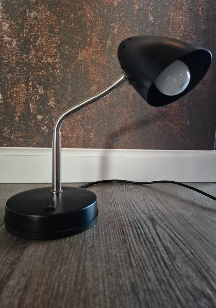 Buigbare tafellamp of bureaulamp, 36 cm hoog,  E14, Ophalen of Verzenden, Zo goed als nieuw, Metaal, Minder dan 50 cm
