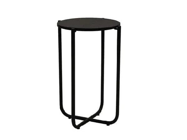 Bijzettafel Gispen GT411 zwart buizenframe zwart eiken top, Minder dan 55 cm, Metaal of Aluminium, Rond, Nieuw