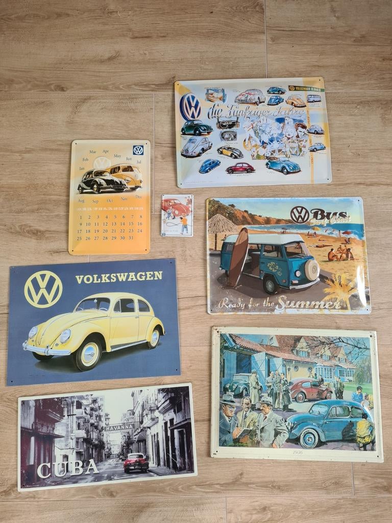 Reclameborden volkswagen / kever / bus. Emaille metaal plaat, Ophalen of Verzenden, Meerdere stickers