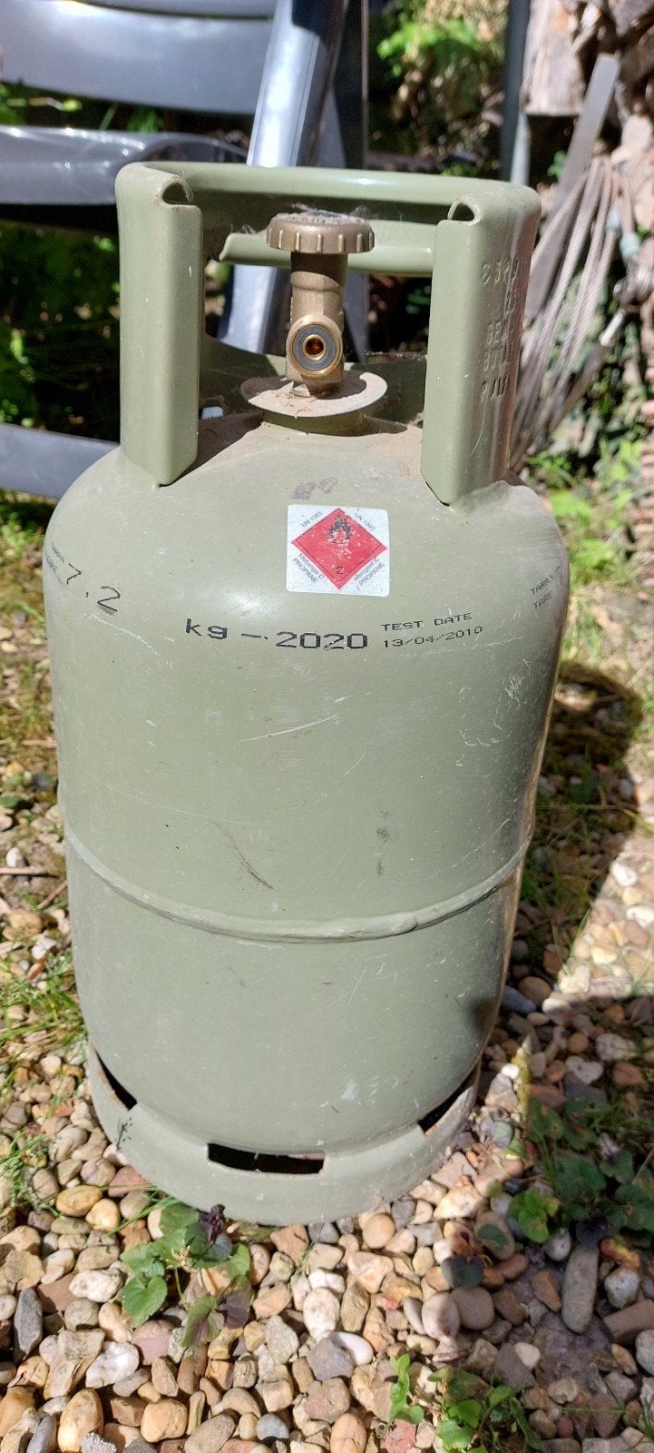 Kleine 7,2 liter gasfles leeg, Ophalen