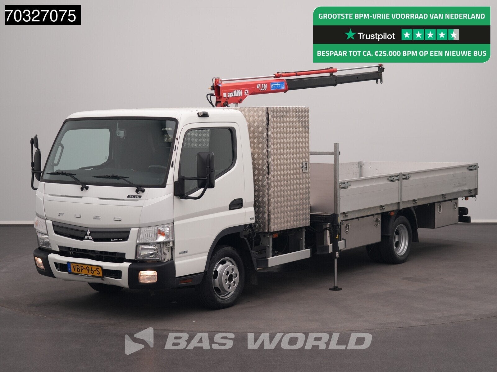 Mitsubishi Canter 3C15 3.0L Kraanwagen Maxilift 230.2H Trekh, 3239 kg, Stof, Gebruikt, Euro 6
