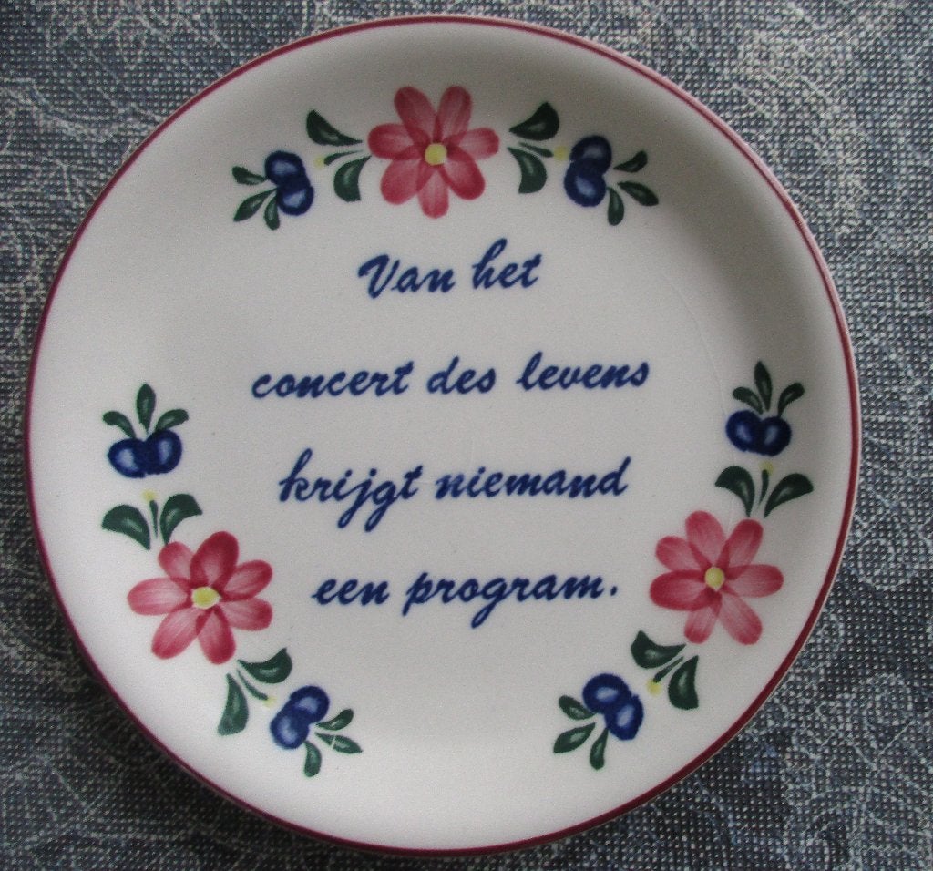 Boerenbont van Royal Boch tekstbordje 14,5 cm / glazen vaas, Antiek en Kunst, Ophalen of Verzenden