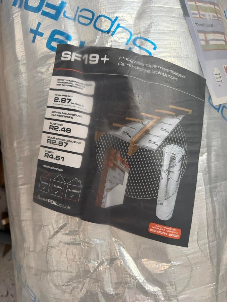 Superfoil SF19+ Isolatiefolie Isolatie rol 6 ROLLEN 90m2, Doe-het-zelf en Verbouw, Isolatie en Afdichting, Ophalen of Verzenden