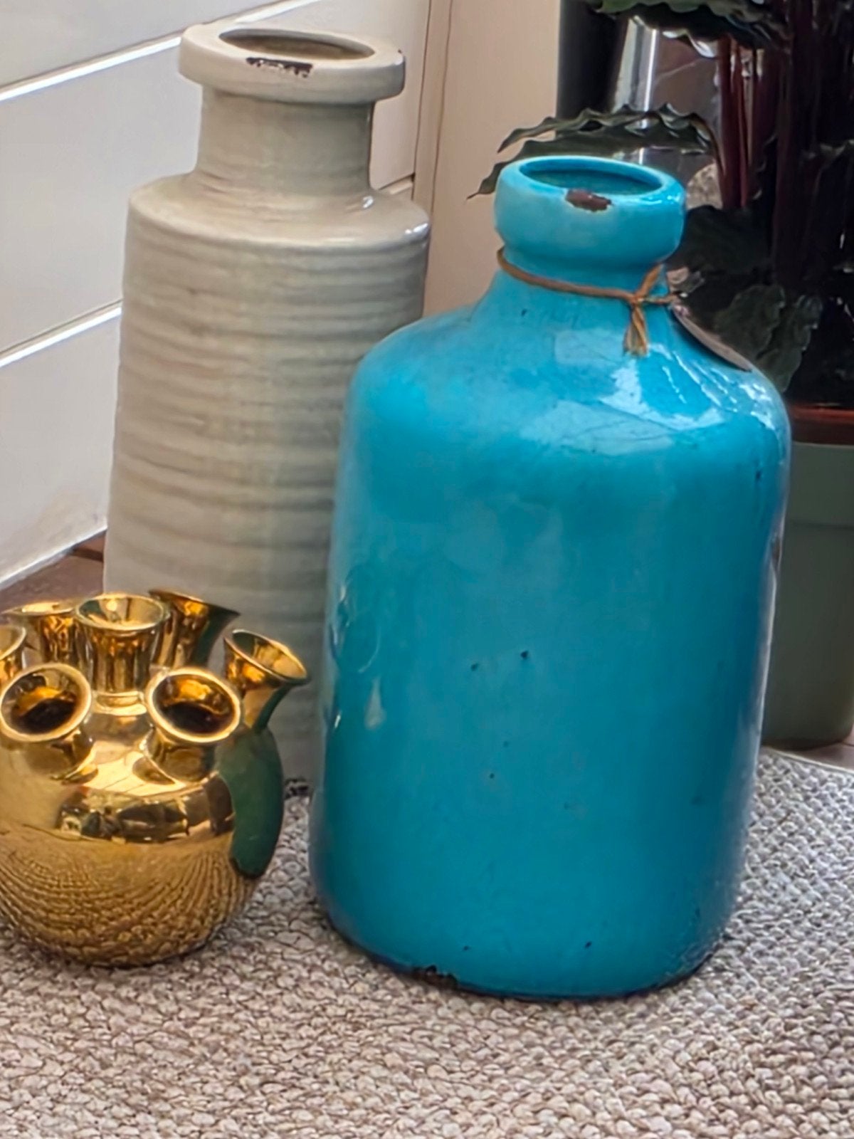 Grote Blauwe Vaas - Aqua - Nieuwstaat, Ophalen of Verzenden, Nieuw, Blauw, Steen/keramiek